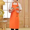 1 pcs Waterproof apron woman's solid color cooking men chef waiter cafe shop barbecue barber bib kitchen accessories Y220426