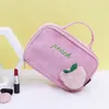 Sacs à cosmétiques, étuis de maquillage pêche, sac Portable de grande capacité, sac de rangement de voyage en peluche PU pour lavage de cosmétiques