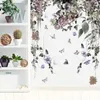 Aquarelle de fleur de fleur papillon autocollants muraux chambre salon décoration murale 3d grand papier peint décalcomanies murales murales