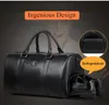 Duffel Bags Business Travel Bag Men's Handbag Cowhide Luggage Shoes Holder Large Capacity Trip Single Shoulderbag Black BrownDuffel