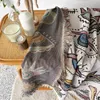 Throw Blanket Knitted Cotton Sofa Cover Demon Eye Weighted Tapestry Bohemian Tassel Boho Wall Deco Picnic Rug Blankets 220524