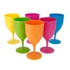 6PCS 300ML Plastic Wine Glass Goblet Cocktail Champagne Cup Colorful Frosted Glass For Party Picnic Bar Beer Whiskey Drink Cups
