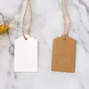 Etiquetas de regalo de papel Kraft con cuerda Suministros de papel de regalo Etiqueta en blanco para el banquete de boda Otoño Regalo de Navidad Marrón Rectángulo blanco Craft Hang