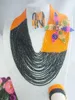Ohrringe Halskette Charme afrikanischer Schmuck Set Orangenkristallperlen für Hochzeitenarrings
