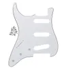Left-handed White 3Ply 11 Holes Guitar Pickguard SSS with Screws