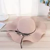 Ribbon Elegant Pearl Visor Hats Summer Outdoor Outing Beach Hat Ladies Dome Wave Straw Caps