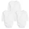 3pcs/lot 2021 en kaliteli pamuklu bebek atlayıcılar uzun kollu beyaz renkli bebek kostümü yenidoğan kız kızları yaz bebe bebek kıyafetleri g220510