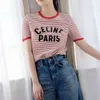 2022 printemps et été CE familys nouveau design de T-shirt à rayures polyvalent pour femmes est léger, luxueux et doux et le T-shirt intérieur est