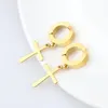 Clip-on & Screw Back Gothic Jewelry Cross Earrings For Teens Clip Without Piercing Earring Women's Stainless Steel Hoop SilverClip-on Ki