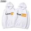 Men's Hoodies True Love&Love you Letters Funny Print Harajuku Casual Mens Sweatshirts Male Hoodie Women Unisex Streetwear HipHop 220325