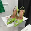 Amina muaddi womens sandals in pelle designer tacchi alti tacchi da 10 cm decorazione a catena per diamanti per banchetti scarpe da donna frutta