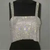 Women's crop tops Women's Blouses & Shirts Women Glitter Sequined Back Split Crop T220823