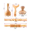 Lymfatisk dränering Celluliter Träkropp Massager Stick Roller Maderoterapi Tools Set Facial Colombian Wood Therapy Tools Tools