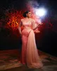 2022 Plus Size Arabic Aso Ebi Sparkly Sheath Pink Prom Dresses Pärled Crystals Evening Formal Party Second Reception Födelsedagsförlovningsklänningar klänning ZJ114