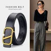 TopSelling Women's leather black belt fashion versatile women's smooth buckle belts Designer Famous brand