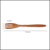 Forks Flatware Kitchen Dining Bar Home Garden Wooden Eco-Friendly Japanese Wood Salad Dinner Fork Tableware Dinnerware For Kids Adts Cake