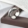 Bague en argent Sterling 925 pour femmes large lisse ronde Simple minimaliste ouvert réglable bagues mode bande femme Bijoux