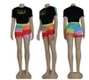 22gg Tasarımcı Yaz Kadınların Takipleri Kısa Kollu O yaka T-Shirts Şort Uyumlar Günlük İki Parçalı Set Kıyafet Spor giysisi