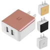 Metal 2A Dual USB Eu US AC home Wall Chargers Fast Charging Power Adapter Cell Phone Charger for Samsung