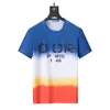 Summer 2022 Men's Fashion Print Top Short Sleeve T-Shirt Tide Brand High-end Handsome Ice Silk Round Neck Large Size T-Shirt