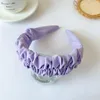 Fashion Women Headband Candy Color Pleated Hairband Wide Side Hair Hoop Headwear Summer Turban Adult Hair Accessories