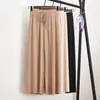 Women Summer Thin Knit Trousers Black Wide Leg Loose Pants Ankle Length Pants Casual trouser Elastic Waist Plus Size Pants S4XL T200223