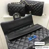 Designer CF Black Mandted Leather Redition 2,55 Grand sac à volet double 1112 Size 25cm