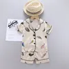 Pigiama per bambini Set Completo estivo per neonato Abbigliamento per bambini Bambino Ragazzi Ragazze Lce Raso di seta Stampa di cartoni animati Top Pantaloni 2 pezzi Abbigliamento per la casa