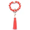 American Flag Creative Bead Bracelet Keychain Patriotic Day 4th Of July Party Wristband Key Ring B0527S