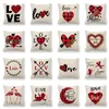 Cushion/Decorative Pillow Creative Red Plaid Love Heart Lolita Cushion Cover Linen Lovers Sofa Chair Wedding Decorative Pillows CaseCushion/