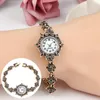 Armbandsur vintage armband titta på kvinnor strass blomma charm runda urtavla analog kvarts casual klocka