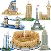 Architectuur Eiffeltoren Londen paar Louvre Micro Model Bouwstenen Bouw speelgoed speelgoed speelgoed voor kinderen voor cadeau 220715