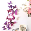 12Pcs Butterflies Wall Stickers Year Gift Home Decorations 3D Butterfly PVC Self Adhesive Wallpaper For Living Room Decals 220727
