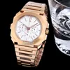 Mens watches 42mm big dial Quartz Watch gold Stainless steel Dual Time Chronograph watches Designer Design WristWatch
