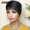 Korta Pixie Cut Paryk för Svarta Kvinnor Straight Brasilianska Human Hair Ingen Lace Front Wig med Bangs Full Machine Made