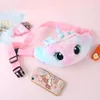 Unicorn Cartoon Plush mochilas bolsa de ombro garotinho