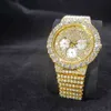 MISSFOX Iced Out Big Diamond Orologio al quarzo da uomo Lusso di alta qualità Decorazione a tre occhi Orologio rotondo da uomo Hiphop Orologio da polso Uomo