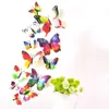 Fashion Double layer 3D Butterfly Wall Sticker on the wall Home Decor Butterflies for decoration Magnet Fridge stickers 12PCS/set