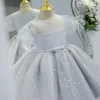 2022 Robes de fille de fleur pour mariages dentelle manches longues girls filles robes de pageant Première robe de communion Sainte-Communion Little filles