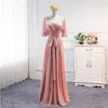 Maßgeschneiderte bodenlange Brautjungfernkleider aus Chiffon, lang, grau, rosa, Gast, Hochzeit, Party, Abschlussfeier, Robe, Mariage, süße Erinnerung