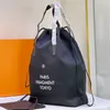 Men Black Canvas Totes Bags String Shop Bags Composite Bucket Bag Women Handbag Extra Large Capacity Tote Purse Genuine Leather Classic Lettered Printing Pouch