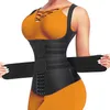 Modelador de cintura para mulheres, plus size, 2 tiras, ossos de aço, treino, sauna, neoprene, emagrecimento, exercício, espartilho, tops 229797803