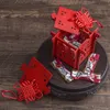 Boîte à bonbons lanterne en bois rouge chinois, coffrets cadeaux portables creux, emballage cadeau de mariage