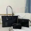 Üst düzey kadın tasarımcı tote çanta 3 adet set, çanta akşam çantaları çanta üçlü omuz çantaları siyah ile