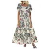 Vintage bloemen lange jurk vrouwen zomer elegante casual katoenen linnen damesjurken boho strand maxi jurk vakantie feestvestidos 220525