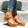 Summer T Strap Women Sandals Hollow Out Mid Heels Platform Gladiator Ladies Shoes Closed Toe Beach Sandalias Mujer oe