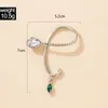 Dangle & Chandelier Personality Rhinestone Tassel Green Stone No Pierced Ear Loop for Women Drop Shaped Fashion Exaggerated Ear Hook Jewelry