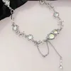 Chains Irregular Personality Moonstone Gothic Necklace For Woman Trendy Elegant Bling Zircon Choker Clavicle Chain Jewelry AccessoriesChains