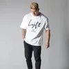 Överdimensionerad t shirt män kroppsbyggande toppar avslappnad livsstil gym slitage t-shirt manlig lös streetwear hip-hop tshirt