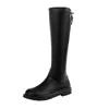 Boot Golden Lock Buckle Knight herfst en winter nieuwe knielengte dik opgeloste dunne elastische vrouwen 220822